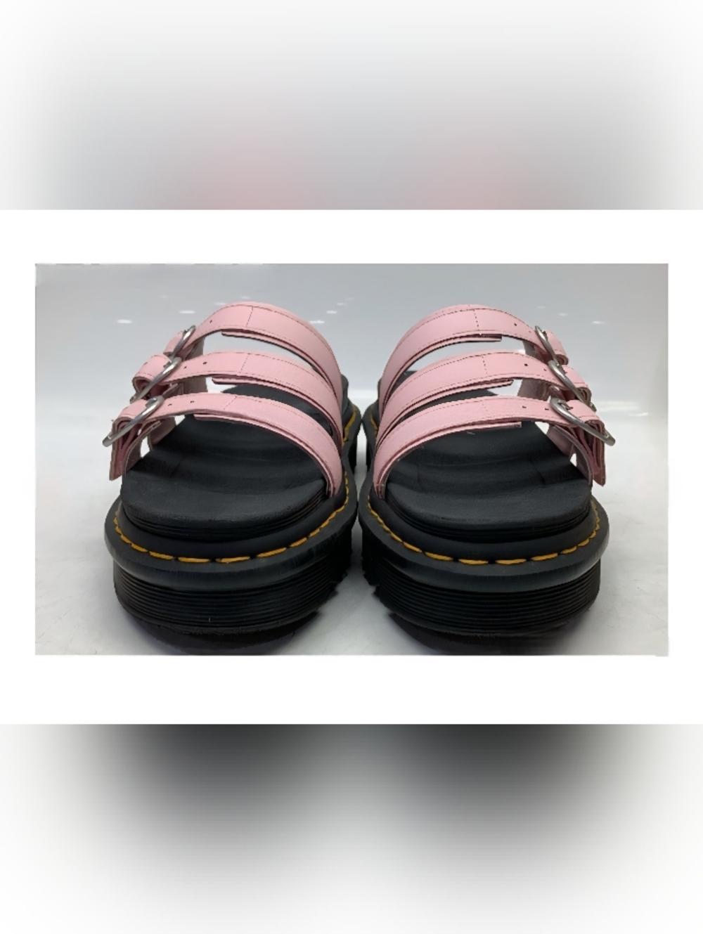 Dr. Martens Blaire Slide Hydro Leather Platform Sandals - Chalk Pink - Picture 3 of 9